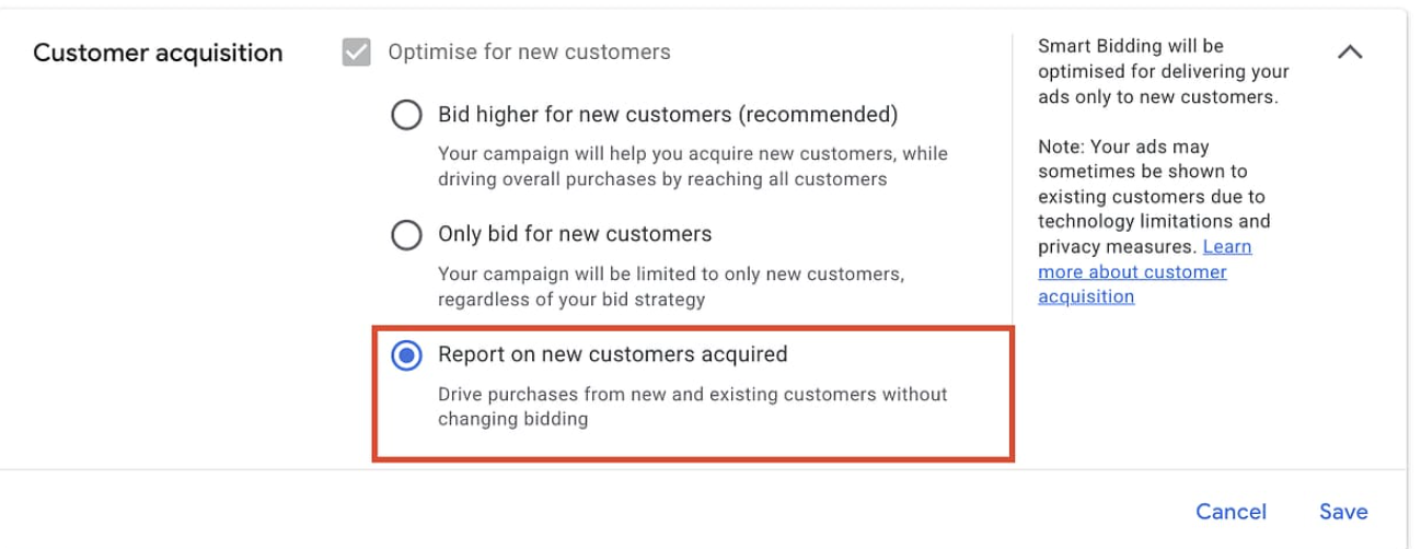 Google Ads Customer Acquisition update
